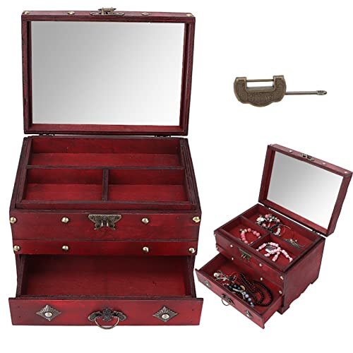 Дрвена кутија за складирање гроздобер мултифункционален дрвен куфер, кутија за складирање накит Сертификат За Фотографија реквизити Подарок
