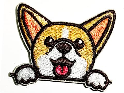 Retureasy Patch Corgi Dog Cartoon Carthoon Kids налепница кученце модни закрпи за капа капа Поло ранец облека јакна маица DIY везено