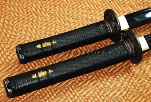 GLW KATANA BLACK BLADE KATANA SWORD SET 1060 STEEL JANPANES SAMURAI SUMORE MUNT FULL TANG BLADE