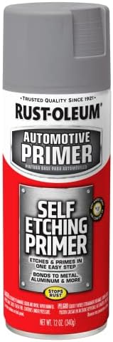 Rust-Oleum 249322 Automotive Self Etching Primer Spray Paint, 12 мл, темно зелена и 260510 Автомобилска 2-во-1 филер и буквар за песок,