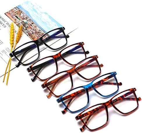 Henotin 5 Пакет Очила За Читање Сина светлина блокирање Ретро Лесни Пролет Шарка Читатели За Мажи Жени