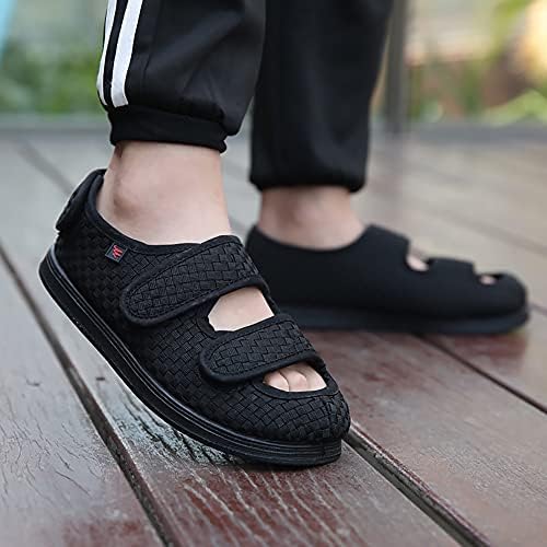 Машки екстра широки папучи, едем и дијабетични сандали Постари мажи нозе чевли за одење дијабетични рамни стапала отечени нозе затворени/отворени
