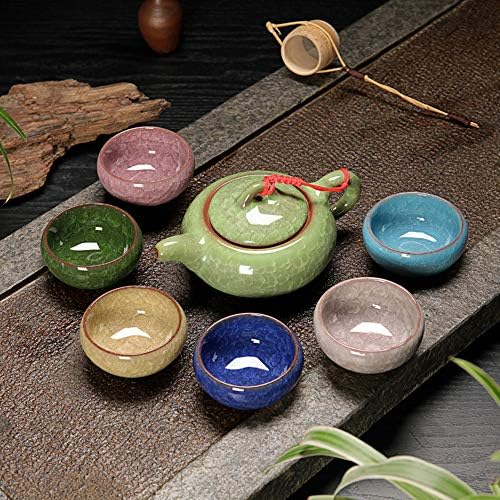 Techong Chapture Crack Crack Glaze Porcelain чај од чај - прибор за услуга на чај од кинески кунг фу со повеќе чаши чај и чајни чаши и