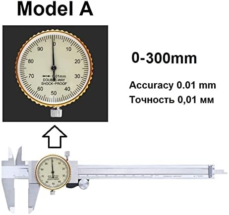 Алатка За Мерење Двонасочен Метален Бирач Отпорен На Удари Дебеломер 0.01 Резолуција Нерѓосувачки Челик Верние Дебеломер Длабочина Дијаметар