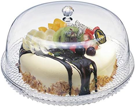 Неверојатна Аби-Кејт-12-инчен чинија со акрилна торта со купола, пластична торта штанд со покривка, послужавник со капакот, без БПА и отпорен