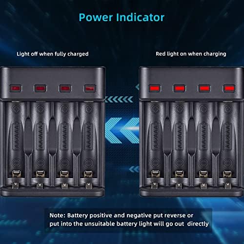 4 Беј Char ААА Полнач За Батерии, USB Полнење Со Голема Брзина, Независен Слот, за 1,2 V Ni-MH Ni-CD Батерии За Полнење, Без Адаптер