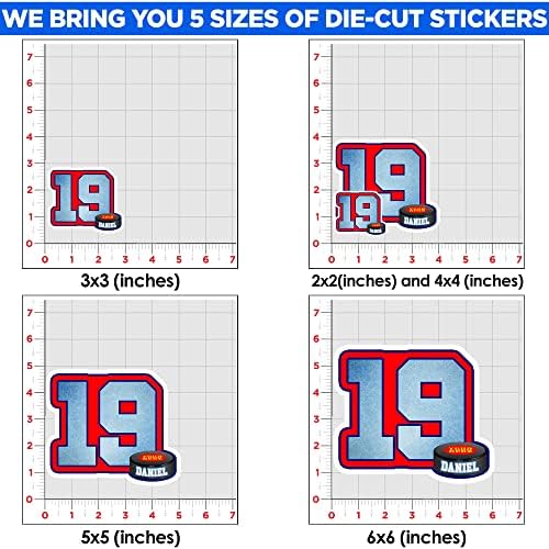 Персонализирана сопствена налепница за хокеј на мраз Изберете го вашето име и броеви Прилагодено налепница водоотпорна налепница за винил