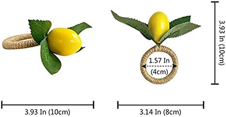 Сет на прстени од лимон од лимон, лимон лоза од салфетка, трпезариска маса за салфетка за дома, трпезариска маса, декор за одмор