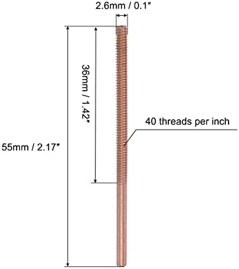 uxcell 6-40 UNC Навој Електрода, Црвен Бакар ЗА ЕДМ Искра без Црвенило Дупка