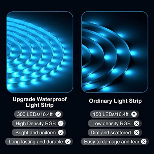 Tjoy Водоотпорен LED Светлосни Ленти 32.8 стапки, IP65 НАДВОРЕШНИ LED Ленти Светла Водоотпорен со 44 Клучни IR Далечински, Боја