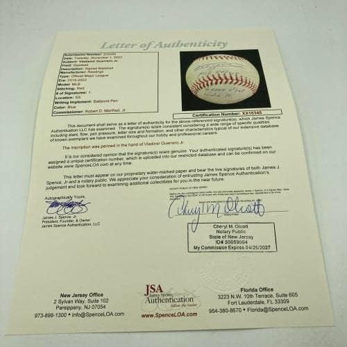 Владимир Гереро rуниор MLB дебита за дебитантна игра користена потпишана испишана бејзбол JSA COA - МЛБ игра користена бејзбол