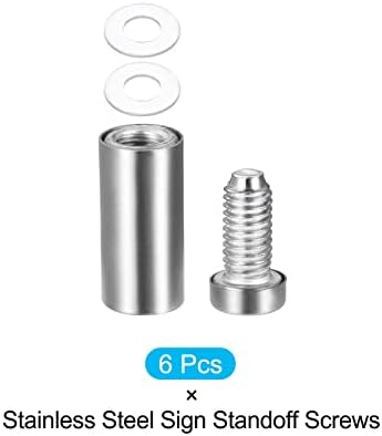 Завртки за Застој на Знакот ЗА Металиксност 6 парчиња, Завртки За Рекламирање Од Нерѓосувачки Челик Стаклен Акрилен Клинец-За