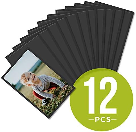 Рамки за магнетни слики за фрижидер 4x6 инчи - 12 единици црни магнетни фото рамки со пластични ракави / џебови за вашите слики -