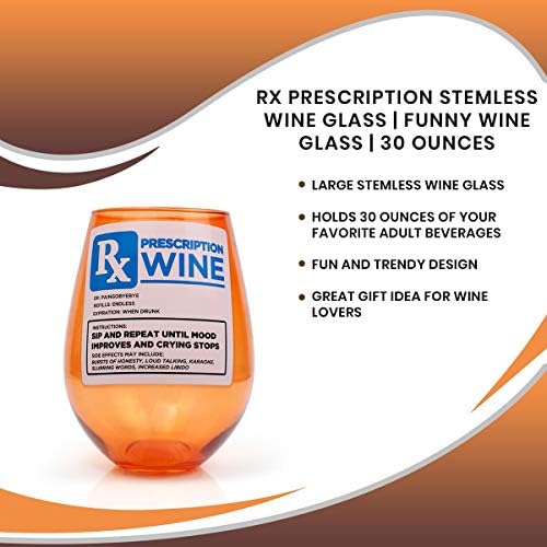 Стакло без рецепт на рецепт Toynk RX | Смешно вино за вино | 30 унци