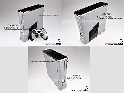 Генеричка Налепница За Кожа Од Сребрени Јаглеродни Влакна За Xbox360 тенок со 2 кожи на контролорот