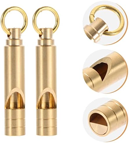 Besportble Key Fob Key Fob Competer Shistle Whistle Whistle 2pcs месинг свирче прва помош свирче метал свирче приврзок на отворено