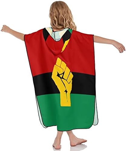 Плевелкејат Црна Моќ Африканско Знаме Крпа Со Качулка За Деца Мека Кадифена Крпа За Капење Со Качулка Со Качулка За Базен Плажа