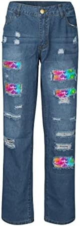 Права патека за нозе Обични панталони женски макси лето печатење копче надолу, панталони, најмекиот аерофт, пријатна пријатна