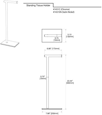 Гатко 1431СН, Модерна Правоаголна Основа Самостоен Држач За Тоалетна Хартија, 22,25, Сатенски Никел
