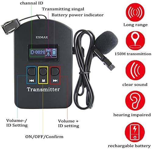 Exmax EXD-101 2.4GHz Систем за толкување на безжичен јазик Аудио визуелен глас Акустичен пренос за црква, настава, превод, обука, ВИП прием