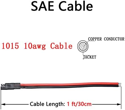 LIXINTIAN 10AWG SAE Приклучок Продолжен Кабел, SAE Брзо Конектор Исклучи ПРИКЛУЧОК SAE Автомобилски Продолжен Кабел, Соларен Панел SAE Приклучок-30cm/1ft