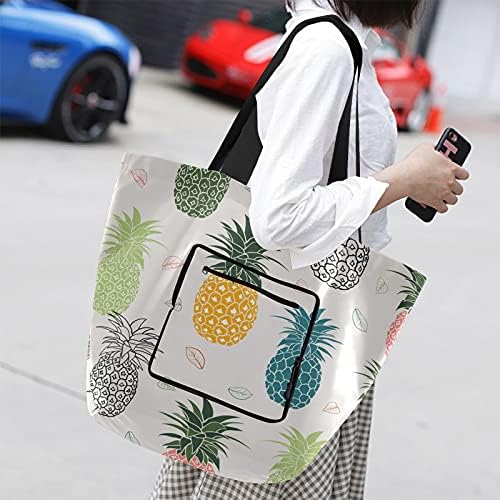Шарена ананас преклопена рамо торбичка торба за еднократна употреба на намирници за намирници, торба за торбичка за торбичка за плажа,