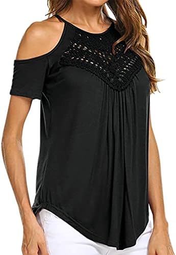 Летна есен маичка женска облека со кратки ракави од рамо од чипка памучна кошула за блуза за дами уи уи