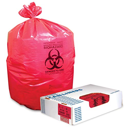 Heritage A8046PR Пластична здравствена заштита Инфективно отпад може да лаже, супер тежок, 1,3 мил, starвездена заптивка, 40 x 46, црвена