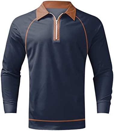 Wocachi 2022 Mens Polo кошули со долги ракави 1/4 zip up вратот голф врвови шарени крпеница улична облека модна дизајнерска кошула