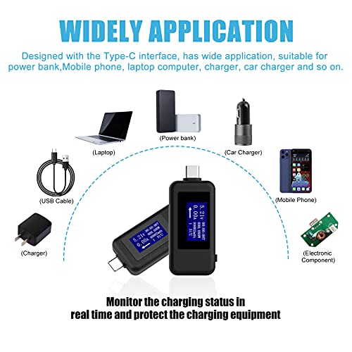 USB C Моќ Метар Тестер Тип C USB Тестер, diymore USB Дигитален Мултиметар 0-5.1 А 4-30V LCD Дисплеј Волт И Засилувач Метар ЗА USB-C Кабли,