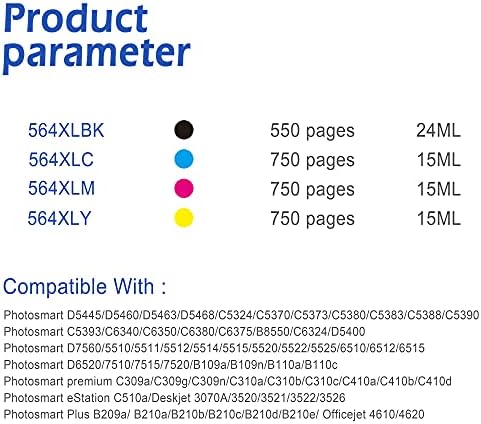 EASYPRINT Компатибилни Касети Со Мастило 564 564XL Употреба За Hp DeskJet 3520 Officejet 4620 Photosmart D5520 D6510 D6515 B109a B109n