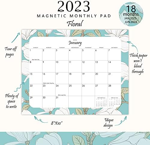 Магнетски календар за фрижидер 2023 година, магнетниот календар трае од јануари 2023 година до јуни 2024 година, 18 месеци Календар