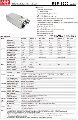 Mw Значи Добро RSP-1500-27 27V 56A 1512w Еден Излез Со Pfc Функција Напојување