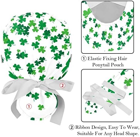 Pshhdgyhs 2 парчиња калници зелена работна капа со копчиња и лента за ленти за жени, долга коса