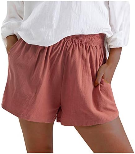 Удобно влечење цврста боја атлетски женски шорцеви обични панталони еластична половината со џебни шорцеви жени обична облека за теретана