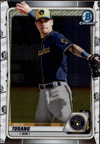 2020 Bowman Chrome изгледи BCP-35 Brice Turang Milwaukee Brewers Официјална картичка за тргување со бејзбол во сурова состојба