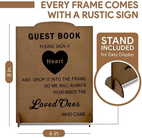 ГЛМ Книга за гости за венчавки со знак, 160 срца и 4 големи срца, прием за венчавки за венчавки, рустикални свадбени украси