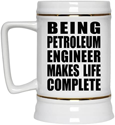 Дизајнирајте Да Бидете Нафтен Инженер Го Прави Животот Комплетен, 22оз Пиво Штајн Керамички Танкар Кригла Со Рачка За Замрзнувач, Подароци