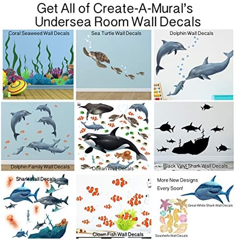 Корални гребени и алги, океански wallидни декорации, морска желка, делфин риба, налепници за украси за украси за деца подводни