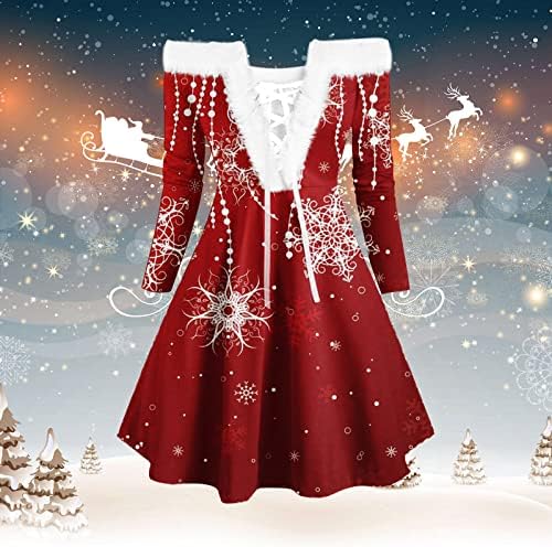 Ванинг Божиќни фустани за жени обични забавни фустани со јака за јака за жени венчаници гостински фустан