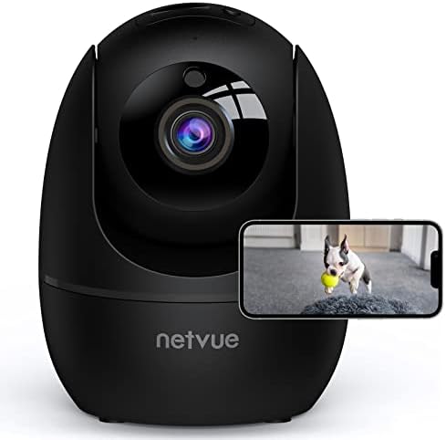Камера за затворен простор NetVue, 1080p FHD 2.4GHz WiFi PET Camera, Домашна камера за ПЕТ/Бебе, ДЕВО КАМЕРА НА ДОГОВОР, 2-насочен аудио,