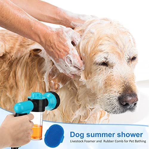 6 парчиња сет за алатки за капење за миленичиња вклучува кученце млаз црево за сапун со конектори и четка за чешел од гума од кучиња,