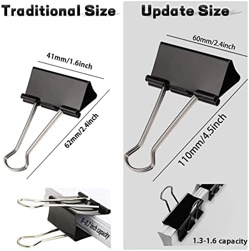 Дополнителни големи врзивни клипови 2,4 инчи, надградба на гигантски врзивни клипови големи клипови за хартија за канцелариски и домашни материјали,