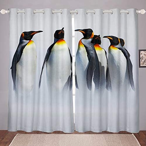 Windowзебридал Тинејџери Пингвин Прозорец Завеси, Антарктикот Животински Завеси За Деца Момчиња Девојки Симпатична Пингвин Прозорец