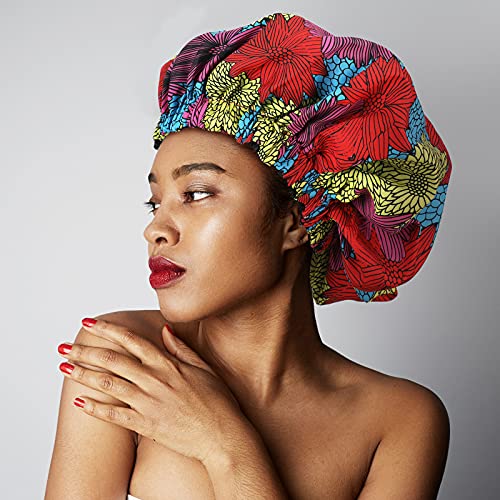 3 парчиња сатен -хауба за сатенски слој за жени, африкански жени свила како капаче за коса сатен хаубата за коса за хауби за спиење