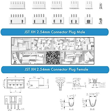 Litorange 500PCS 2.54mm 2/3/4/6/6 PIN HOUSENS JST адаптер кабел конектор приклучок машки и женски комплет за конектор JST-XH со комплет