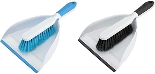 Everclean Dustpan & Set Set Aqua/White & Black/Black/Black Professional Ergonomic Brush Design & мека обликувана усна за максимална