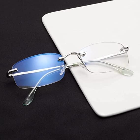 Прогресивни Мултифокални Очила За Читање Компјутери Сина Светлина Блокирање Очила За Читање Без Обрач За Мажи Жени Правоаголник Без Рамка Правоаголни