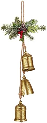 Емадгифт Антички Златна Фолија Божиќ Џингл Ѕвона Врата Закачалка-Врата Ѕвонче Копче Закачалка Со Џингл Ѕвона, Бор Конус, Листови И