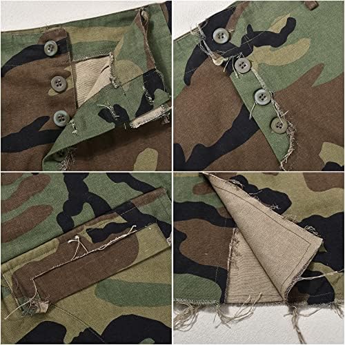 Molisryенски Camo Camo Camo Mini здолниште со големи џебови со високи половини маскирна камуфлажа на здолниште за тело, тениски